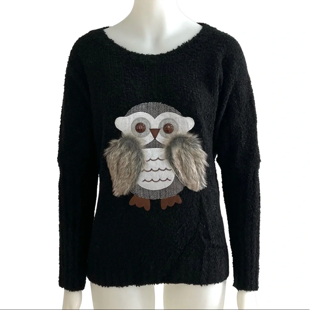 Black Owl Jumper by Jimmy Yoo New with Tags Size 10 - Picture 1 of 4